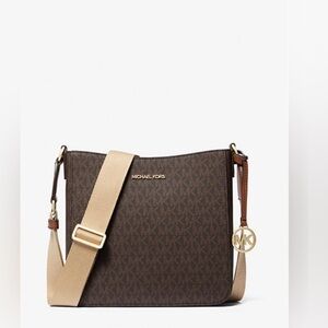 Michael Kors Dark Brown and Tan Crossbody Bag